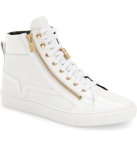 versace logo band sneakers|Versace zipped high top sneakers.